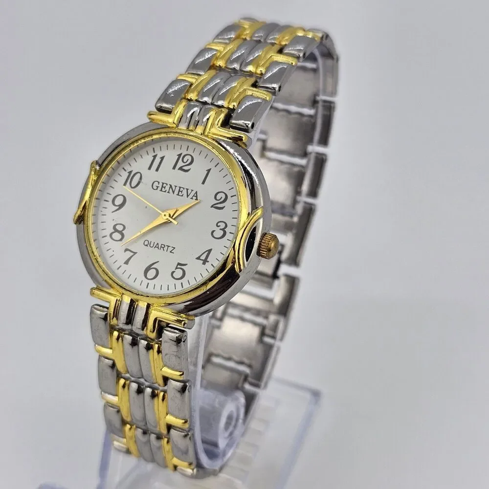 32MM Women's Watch‎ White Dial Gold Gray Bracelet Band 7.5